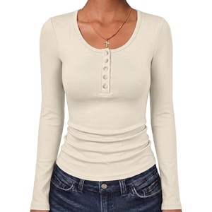 image:imageANRABESS Womens Long Sleeve Shirts Thermal Fleece Tops  Henley Neck TShirts Dressy Business Casual Work Basic Tee Fall Winter Soft Warm Underscrub Cute Going Out UndershirtsBeige
