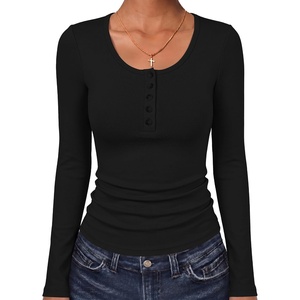 image:imageANRABESS Womens Long Sleeve Shirts Thermal Fleece Tops  Henley Neck TShirts Dressy Business Casual Work Basic Tee Fall Winter Soft Warm Underscrub Cute Going Out UndershirtsBlack