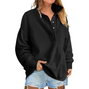 image:imageANRABESS Womens Oversized Sweatshirt Mock Neck Henley 2026 Fall Outfits  Soft Fleece Button Up Pullover TopsLoose Drop Shoulder FitSchool Daily Casual Outfits Fall Winter ClothingBlack