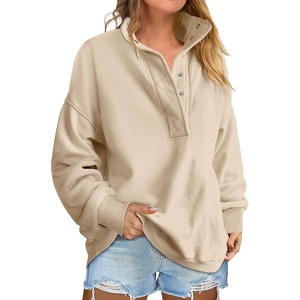 image:imageANRABESS Womens Oversized Sweatshirt Mock Neck Henley 2026 Fall Outfits  Soft Fleece Button Up Pullover TopsLoose Drop Shoulder FitSchool Daily Casual Outfits Fall Winter ClothingParchment