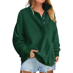image:imageANRABESS Womens Oversized Sweatshirt Mock Neck Henley 2026 Fall Outfits  Soft Fleece Button Up Pullover TopsLoose Drop Shoulder FitSchool Daily Casual Outfits Fall Winter ClothingDeep Green