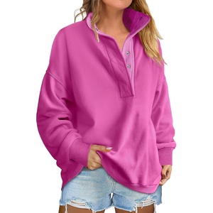 image:imageANRABESS Womens Oversized Sweatshirt Mock Neck Henley 2026 Fall Outfits  Soft Fleece Button Up Pullover TopsLoose Drop Shoulder FitSchool Daily Casual Outfits Fall Winter ClothingNeon Peony