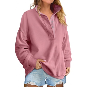 image:imageANRABESS Womens Oversized Sweatshirt Mock Neck Henley 2026 Fall Outfits  Soft Fleece Button Up Pullover TopsLoose Drop Shoulder FitSchool Daily Casual Outfits Fall Winter ClothingPink