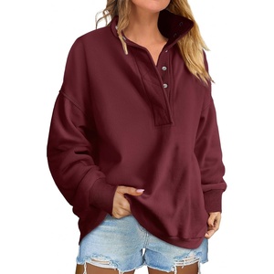 image:imageANRABESS Womens Oversized Sweatshirt Mock Neck Henley 2026 Fall Outfits  Soft Fleece Button Up Pullover TopsLoose Drop Shoulder FitSchool Daily Casual Outfits Fall Winter ClothingWine Red