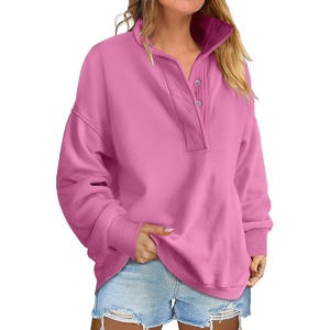image:imageANRABESS Womens Oversized Sweatshirt Mock Neck Henley 2026 Fall Outfits  Soft Fleece Button Up Pullover TopsLoose Drop Shoulder FitSchool Daily Casual Outfits Fall Winter ClothingHot Pink