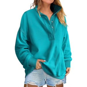 image:imageANRABESS Womens Oversized Sweatshirt Mock Neck Henley 2026 Fall Outfits  Soft Fleece Button Up Pullover TopsLoose Drop Shoulder FitSchool Daily Casual Outfits Fall Winter ClothingLake Green