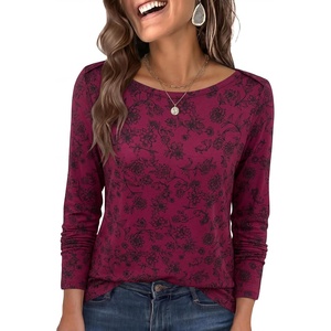 image:imageANRABESS Womens Striped Long Sleeve Shirts Fall Tops  Striped amp Floral Basic TeesCasual amp Work TShirts Travel Vacation 2026 Fall Fashion Outfits Soft LayerEveryday ClothingWine Black Floral
