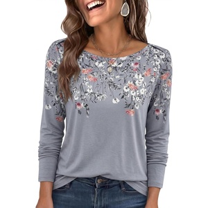 image:imageANRABESS Womens Striped Long Sleeve Shirts Fall Tops  Striped amp Floral Basic TeesCasual amp Work TShirts Travel Vacation 2026 Fall Fashion Outfits Soft LayerEveryday ClothingGrey White Floral