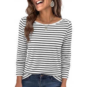 image:imageANRABESS Womens Striped Long Sleeve Shirts Fall Tops  Striped amp Floral Basic TeesCasual amp Work TShirts Travel Vacation 2026 Fall Fashion Outfits Soft LayerEveryday ClothingWhite Black Stripe