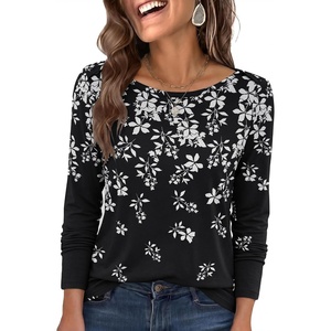 image:imageANRABESS Womens Striped Long Sleeve Shirts Fall Tops  Striped amp Floral Basic TeesCasual amp Work TShirts Travel Vacation 2026 Fall Fashion Outfits Soft LayerEveryday ClothingBlcak White Leaf