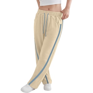 image:imageANRABESS Womens Sweatpants Straight Leg Joggers Track Pants  High Elastic Drawstring Waist Striped Sweat Pants amp Pockets Athletic Sporty Running Lounge Fall Casual Gym Workout PantsBeige