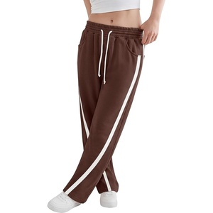 image:imageANRABESS Womens Sweatpants Straight Leg Joggers Track Pants  High Elastic Drawstring Waist Striped Sweat Pants amp Pockets Athletic Sporty Running Lounge Fall Casual Gym Workout PantsCoffee