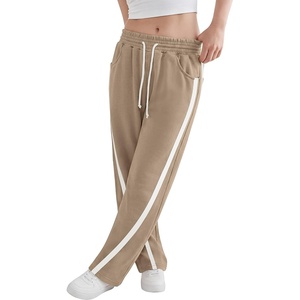 image:imageANRABESS Womens Sweatpants Straight Leg Joggers Track Pants  High Elastic Drawstring Waist Striped Sweat Pants amp Pockets Athletic Sporty Running Lounge Fall Casual Gym Workout PantsKhaki