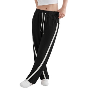 image:imageANRABESS Womens Sweatpants Straight Leg Joggers Track Pants  High Elastic Drawstring Waist Striped Sweat Pants amp Pockets Athletic Sporty Running Lounge Fall Casual Gym Workout PantsBlack