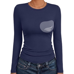 image:imageANRABESS Womens Tops Long Sleeve Shirts Built in Bra  Crew NeckSoft StretchySlim FitRemovable PadBasic TeesCasual Going Out Work Daily Travel AllDaySpring Fall WearNavy Blue