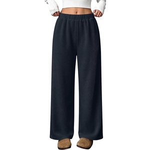 image:imageANRABESS Womens Waffle Knit Wide Leg Casaul Lounge Pants  Comfy Soft Fabric Elastic High Waisted Loose Trousers with Pockets Travel Work Loungewear amp Daily Fall Winter ClothesNavy Blue
