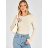 image:imageANRABESS Long Sleeve Shirts for Women Thermal Fleece Tops  Crewneck Slim Fit Tshirts Soft Comfy Cozy Base Tee Casual Going Out Outfits Warm Fall Winter Layer Clothing UndershirtsCream White