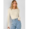 image:imageANRABESS Long Sleeve Shirts for Women Thermal Fleece Tops  Crewneck Slim Fit Tshirts Soft Comfy Cozy Base Tee Casual Going Out Outfits Warm Fall Winter Layer Clothing UndershirtsCream White