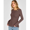 image:imageANRABESS Long Sleeve Shirts for Women Thermal Fleece Tops  Crewneck Slim Fit Tshirts Soft Comfy Cozy Base Tee Casual Going Out Outfits Warm Fall Winter Layer Clothing UndershirtsRed Brown