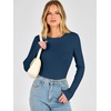 image:imageANRABESS Long Sleeve Shirts for Women Thermal Fleece Tops  Crewneck Slim Fit Tshirts Soft Comfy Cozy Base Tee Casual Going Out Outfits Warm Fall Winter Layer Clothing UndershirtsDark Blue