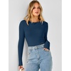 image:imageANRABESS Long Sleeve Shirts for Women Thermal Fleece Tops  Crewneck Slim Fit Tshirts Soft Comfy Cozy Base Tee Casual Going Out Outfits Warm Fall Winter Layer Clothing UndershirtsDark Blue