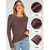image:imageANRABESS Long Sleeve Shirts for Women Thermal Fleece Tops  Crewneck Slim Fit Tshirts Soft Comfy Cozy Base Tee Casual Going Out Outfits Warm Fall Winter Layer Clothing UndershirtsRed Brown