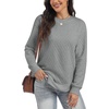 image:imageANRABESS Women Long Sleeve Quilted Lightweight Sweatshirt  Crew Neck Curved Hem Loose Fit Pullover TopsSoft Comfy Casual Business Daily WearTrendy 2026 Fall Winter Warm OutfitsLight Grey