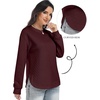 image:imageANRABESS Women Long Sleeve Quilted Lightweight Sweatshirt  Crew Neck Curved Hem Loose Fit Pullover TopsSoft Comfy Casual Business Daily WearTrendy 2026 Fall Winter Warm OutfitsDeep Red