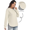 image:imageANRABESS Women Long Sleeve Quilted Lightweight Sweatshirt  Crew Neck Curved Hem Loose Fit Pullover TopsSoft Comfy Casual Business Daily WearTrendy 2026 Fall Winter Warm OutfitsWhite