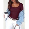image:imageANRABESS Women Long Sleeve Thermal Shirts Scoop Neck Top  Fleece Lined Warm Layer Undershirt Soft Slim Fit Casual Basic Cute Top 2026 Fall Winter Clothes Daily WearDeep Red