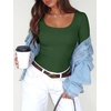 image:imageANRABESS Women Long Sleeve Thermal Shirts Scoop Neck Top  Fleece Lined Warm Layer Undershirt Soft Slim Fit Casual Basic Cute Top 2026 Fall Winter Clothes Daily WearDeep Green