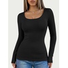 image:imageANRABESS Women Long Sleeve Thermal Shirts Scoop Neck Top  Fleece Lined Warm Layer Undershirt Soft Slim Fit Casual Basic Cute Top 2026 Fall Winter Clothes Daily WearBlack