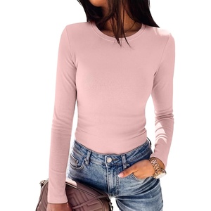 image:imageANRABESS Long Sleeve Shirts for Women Thermal Fleece Tops  Crewneck Slim Fit Tshirts Soft Comfy Cozy Base Tee Casual Going Out Outfits Warm Fall Winter Layer Clothing UndershirtsLight Pink