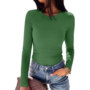 image:imageANRABESS Long Sleeve Shirts for Women Thermal Fleece Tops  Crewneck Slim Fit Tshirts Soft Comfy Cozy Base Tee Casual Going Out Outfits Warm Fall Winter Layer Clothing UndershirtsGreen