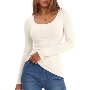 image:imageANRABESS Women Long Sleeve Thermal Shirts Scoop Neck Top  Fleece Lined Warm Layer Undershirt Soft Slim Fit Casual Basic Cute Top 2026 Fall Winter Clothes Daily WearBeige