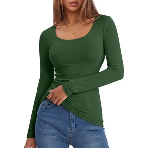 image:imageANRABESS Women Long Sleeve Thermal Shirts Scoop Neck Top  Fleece Lined Warm Layer Undershirt Soft Slim Fit Casual Basic Cute Top 2026 Fall Winter Clothes Daily WearDeep Green