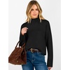 image:imageANRABESS Fall Sweaters for Women Lightweight Cropped Mock Neck  Long Sleeve Ribbed Knit Soft Comfy Pullover Tops Business Casual Work Travel Vacation Winter Layer ClothesBlack