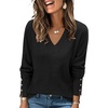 image:imageANRABESS Sweaters for Women Fall Lightweight Knit Pullover  Breathable Soft Stretchy Long Sleeve V Neck Loose Fit Shirts Business Casual Work Tops Winter Layering BlousesBlack