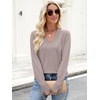 image:imageANRABESS Sweaters for Women Fall Lightweight Knit Pullover  Breathable Soft Stretchy Long Sleeve V Neck Loose Fit Shirts Business Casual Work Tops Winter Layering BlousesGrey Khaki
