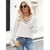 image:imageANRABESS Sweaters for Women Fall Lightweight Knit Pullover  Breathable Soft Stretchy Long Sleeve V Neck Loose Fit Shirts Business Casual Work Tops Winter Layering BlousesWhite Black