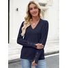 image:imageANRABESS Sweaters for Women Fall Lightweight Knit Pullover  Breathable Soft Stretchy Long Sleeve V Neck Loose Fit Shirts Business Casual Work Tops Winter Layering BlousesNavy Blue