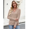 image:imageANRABESS Sweaters for Women Fall Lightweight Knit Pullover  Breathable Soft Stretchy Long Sleeve V Neck Loose Fit Shirts Business Casual Work Tops Winter Layering BlousesTan