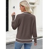 image:imageANRABESS Sweaters for Women Fall Lightweight Knit Pullover  Breathable Soft Stretchy Long Sleeve V Neck Loose Fit Shirts Business Casual Work Tops Winter Layering BlousesTaupe White