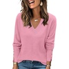 image:imageANRABESS Sweaters for Women Fall Lightweight Knit Pullover  Breathable Soft Stretchy Long Sleeve V Neck Loose Fit Shirts Business Casual Work Tops Winter Layering BlousesCoral Pink