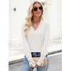 image:imageANRABESS Sweaters for Women Fall Lightweight Knit Pullover  Breathable Soft Stretchy Long Sleeve V Neck Loose Fit Shirts Business Casual Work Tops Winter Layering BlousesWhite