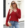 image:imageANRABESS Sweaters for Women Fall Lightweight Knit Pullover  Breathable Soft Stretchy Long Sleeve V Neck Loose Fit Shirts Business Casual Work Tops Winter Layering BlousesRed