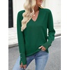 image:imageANRABESS Sweaters for Women Fall Lightweight Knit Pullover  Breathable Soft Stretchy Long Sleeve V Neck Loose Fit Shirts Business Casual Work Tops Winter Layering BlousesForest Green