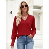 image:imageANRABESS Sweaters for Women Fall Lightweight Knit Pullover  Breathable Soft Stretchy Long Sleeve V Neck Loose Fit Shirts Business Casual Work Tops Winter Layering BlousesRed