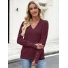 image:imageANRABESS Sweaters for Women Fall Lightweight Knit Pullover  Breathable Soft Stretchy Long Sleeve V Neck Loose Fit Shirts Business Casual Work Tops Winter Layering BlousesBurgund