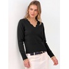 image:imageANRABESS Sweaters for Women Lightweight Fall Cropped  Long Sleeve V Neck Scalloped Pullover Top Soft Comfy Business Casual Work Outfits Travel Vacation Winter Layer ClothingBlack